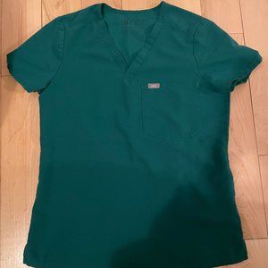 FIGS Hunter Green Catarina One-Pocket Scrub Top | Size XS
